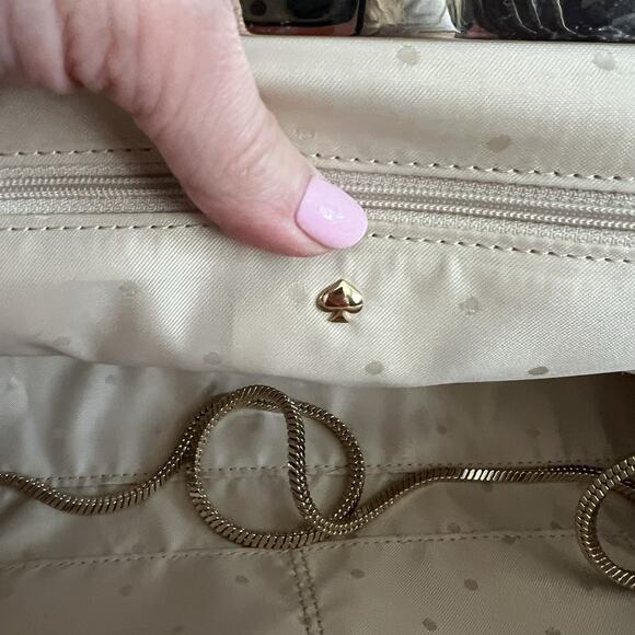 KATE SPADE New York Geometric Canvas Bubble Gum Pink Kiss Lock Clutch Purse Bag - Picture 13 of 16